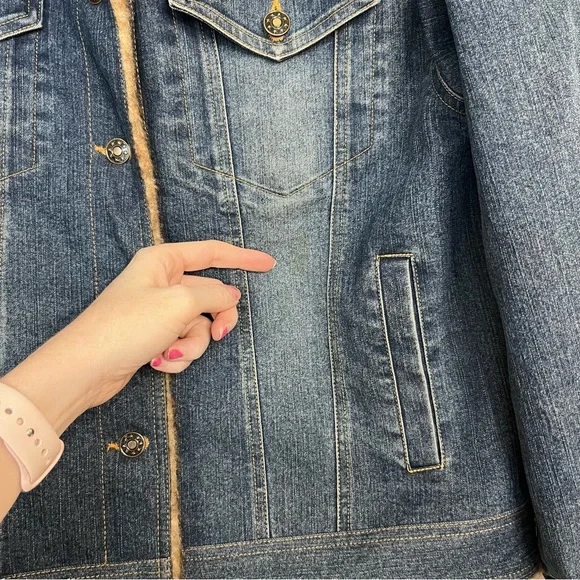 Marvin Richards Fur Lined Trucker Denim Jacket Size Large Vintage Y2K Country - Picture 15 of 16